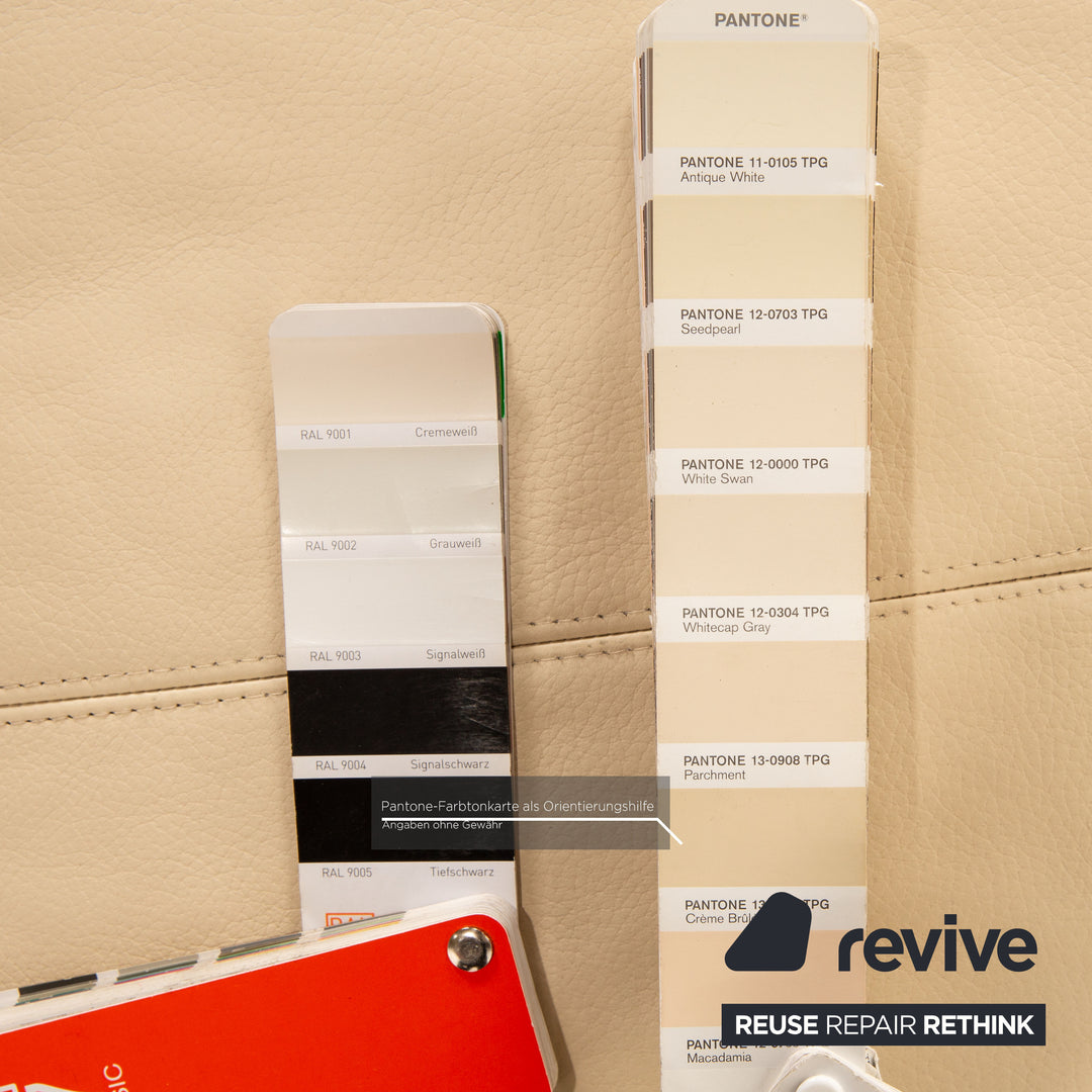 Erpo CL 300 Leder Sofa Garnitur Creme 2x Zweisitzer Hocker Couch