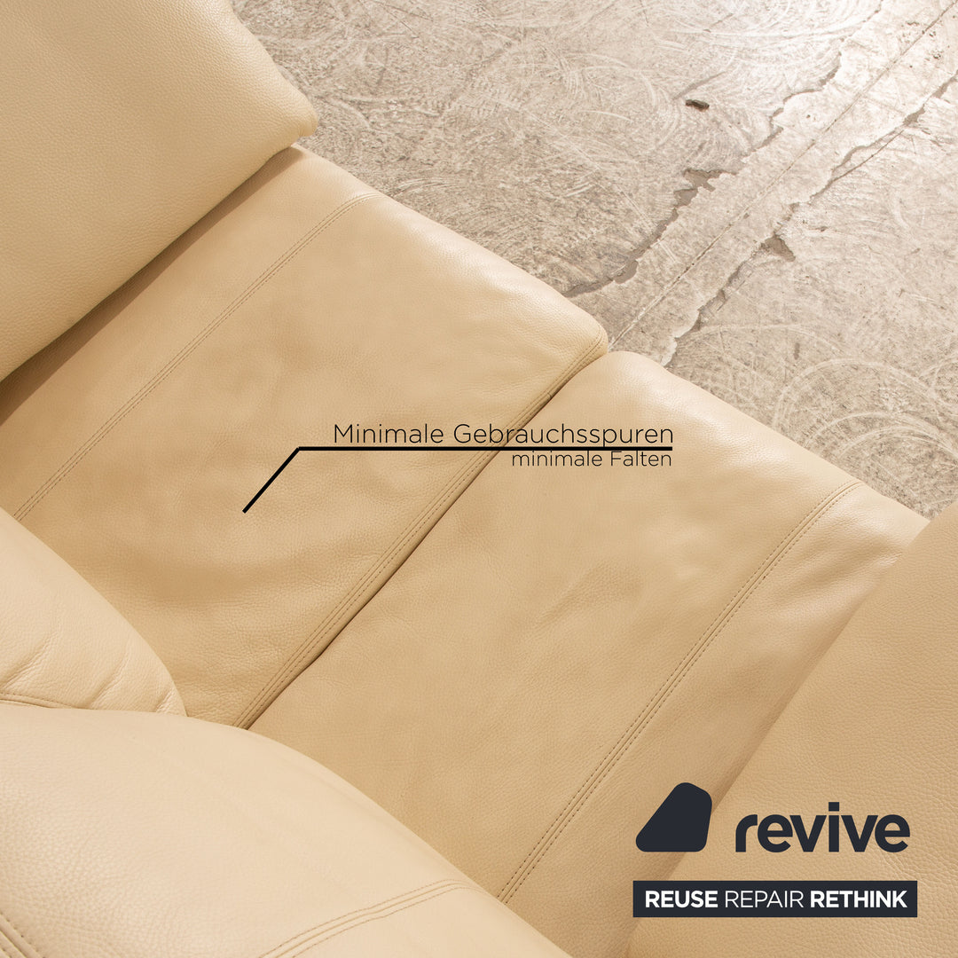 Erpo CL 300 Leder Sofa Garnitur Creme 2x Zweisitzer Hocker Couch