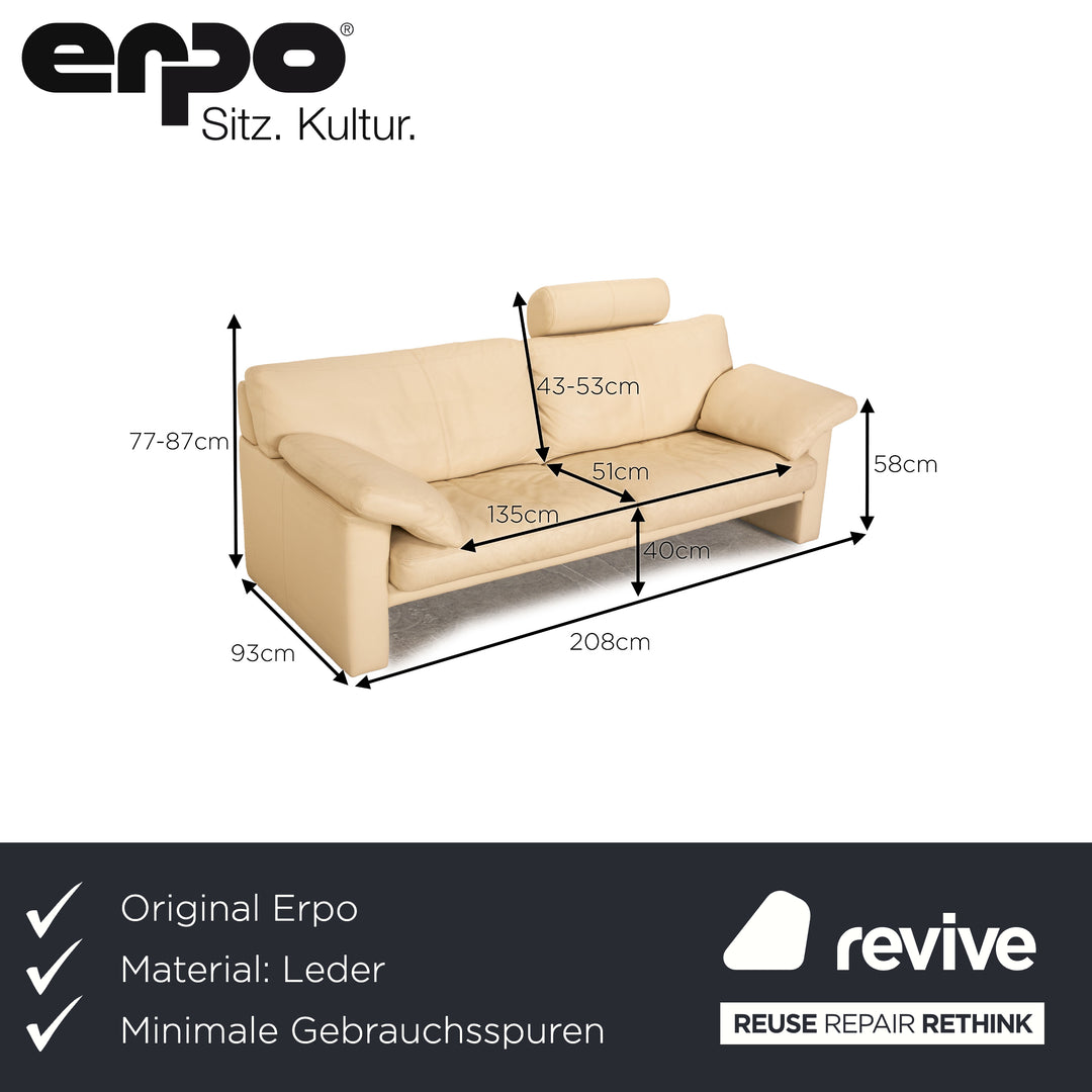 Erpo CL 300 Leder Zweisitzer Creme Sofa Couch
