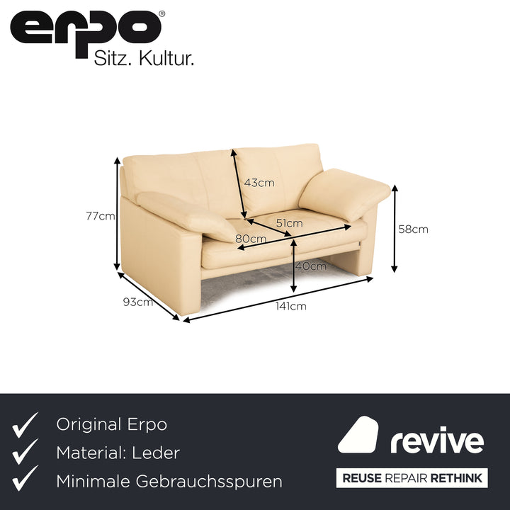 Erpo CL 300 Leder Zweisitzer Creme Sofa Couch