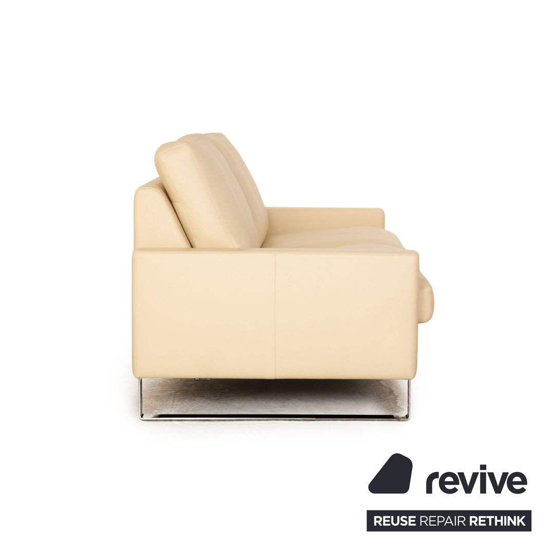 Erpo CL 500 leather three-seater cream sofa couch