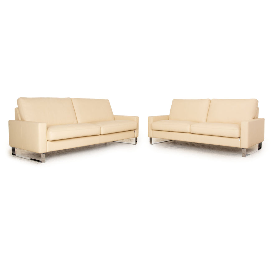 Erpo CL 500 leather sofa set cream 2x three-seater sofa couch