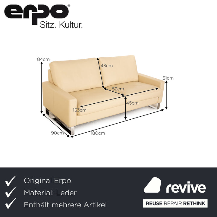 Erpo CL 500 Leder Sofa Garnitur Creme 2x Dreisistzer Sofa Couch