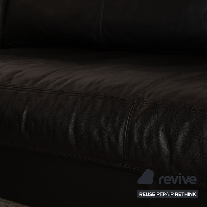 Erpo Classics 500 Leder Ecksofa Schwarz Recamiere Rechts Sofa Couch