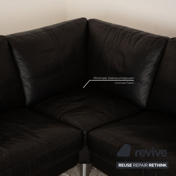 Erpo Classics 500 Leder Ecksofa Schwarz Recamiere Rechts Sofa Couch