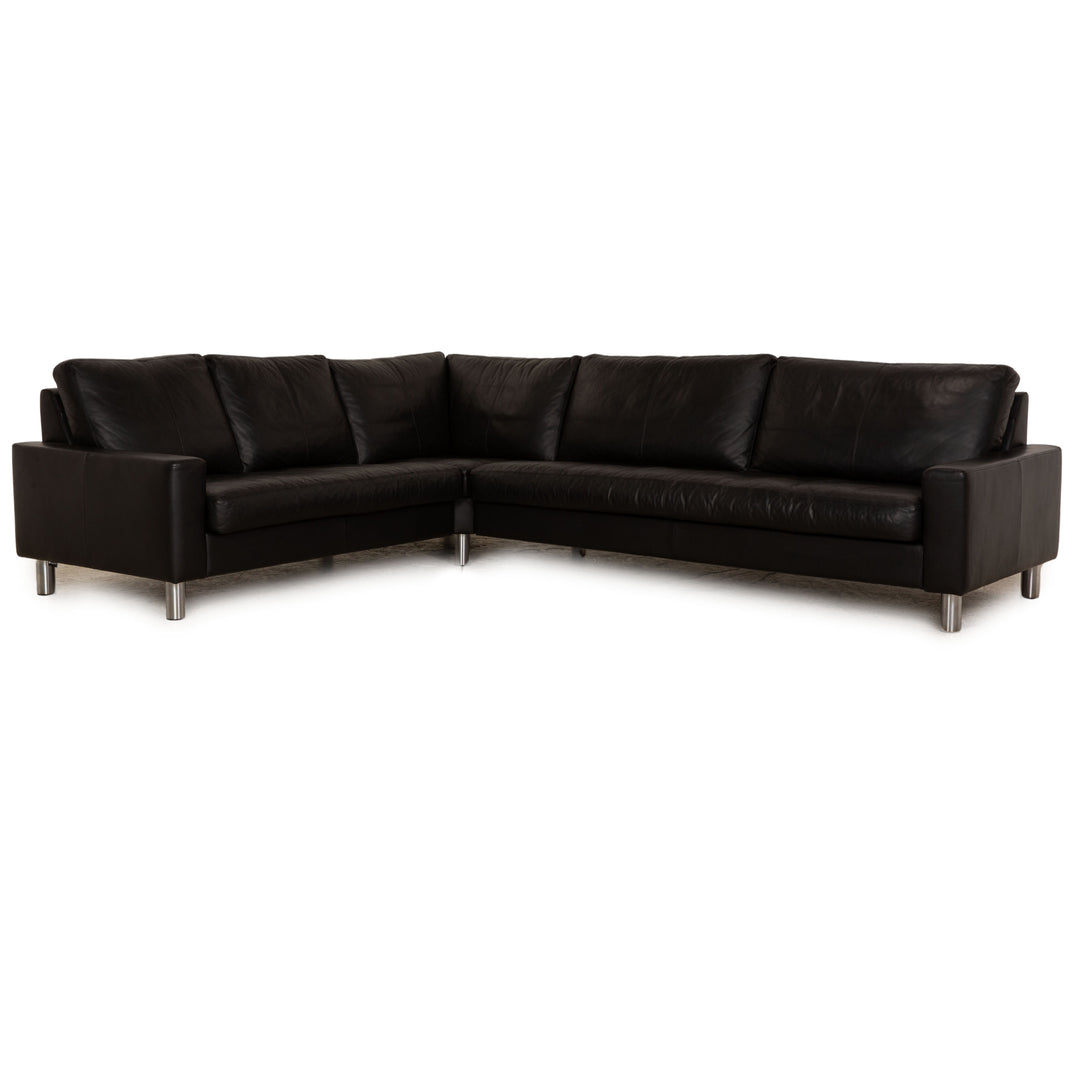 Erpo Classics 500 Leder Ecksofa Schwarz Recamiere Rechts Sofa Couch