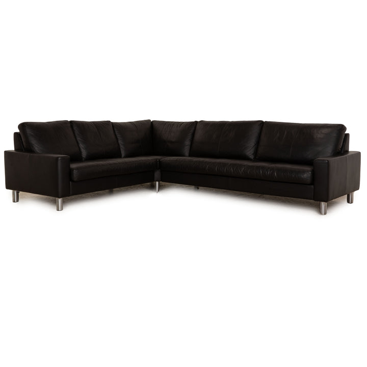 Erpo Classics 500 Leder Ecksofa Schwarz Recamiere Rechts Sofa Couch