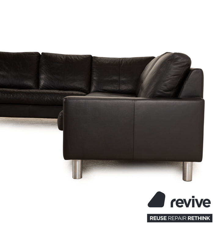 Erpo Classics 500 Leder Ecksofa Schwarz Recamiere Rechts Sofa Couch