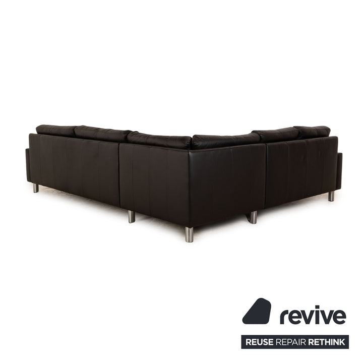 Erpo Classics 500 Leder Ecksofa Schwarz Recamiere Rechts Sofa Couch