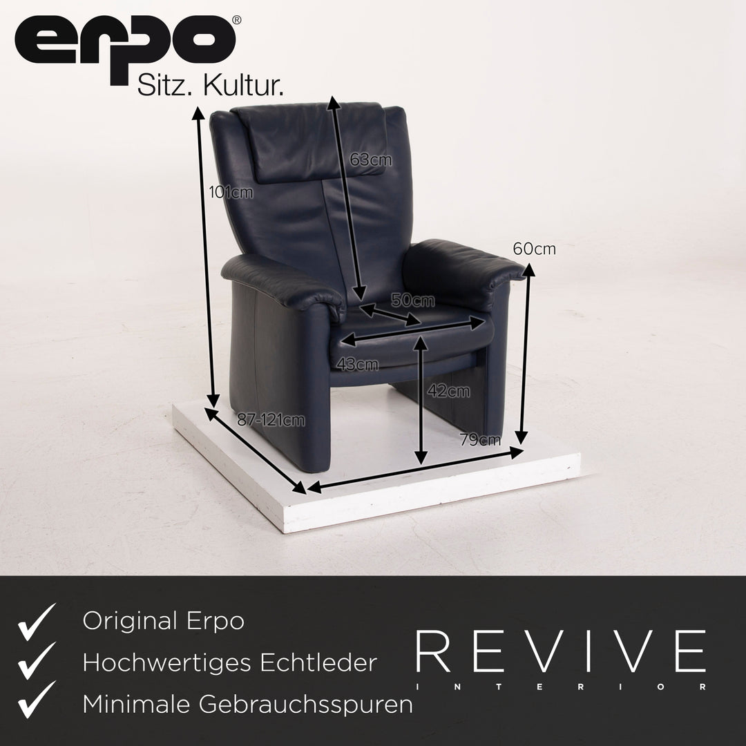 Erpo Leder Sessel Blau #15034