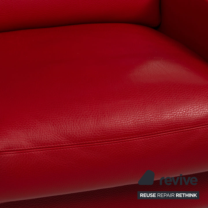 Erpo Leder Sessel inkl. Hocker Rot