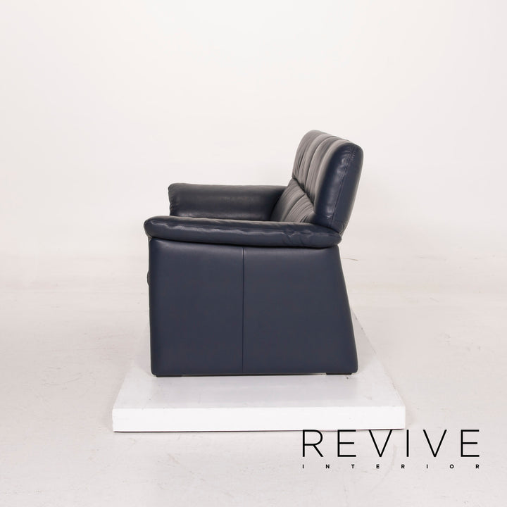 Erpo Leder Sofa Blau Dreisitzer #15033
