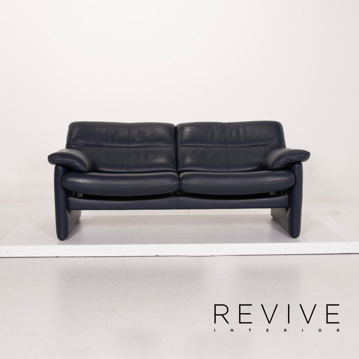 Erpo Leder Sofa Blau Dreisitzer #15033