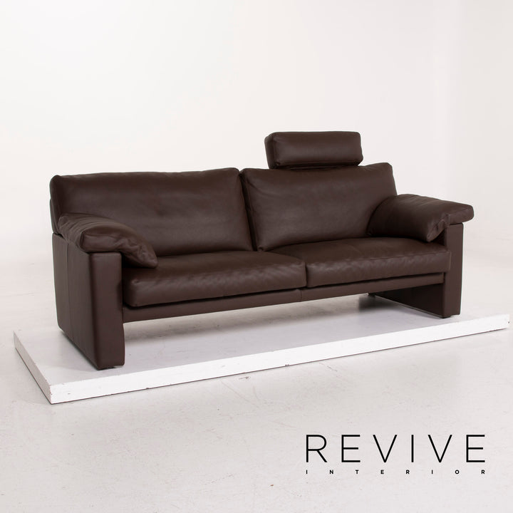 Erpo Leder Sofa Dunkelbraun Dreisitzer #15029