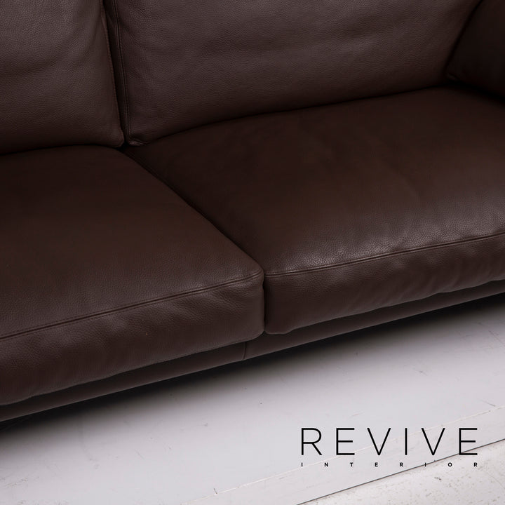 Erpo Leder Sofa Dunkelbraun Dreisitzer #15029