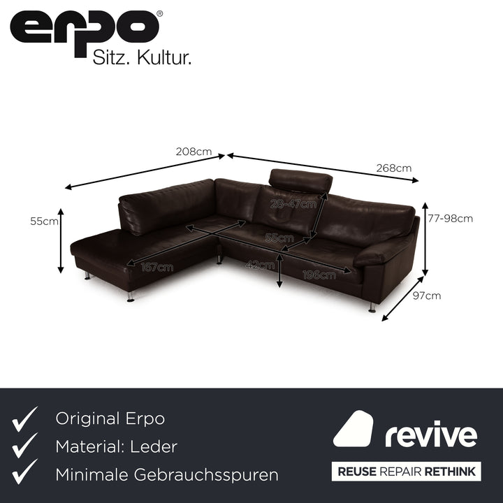 Erpo Leder Sofa Dunkelbraun Ecksofa Couch