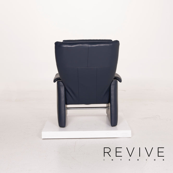 Erpo Leder Sofa Garnitur Blau Dreisitzer Sessel #15314