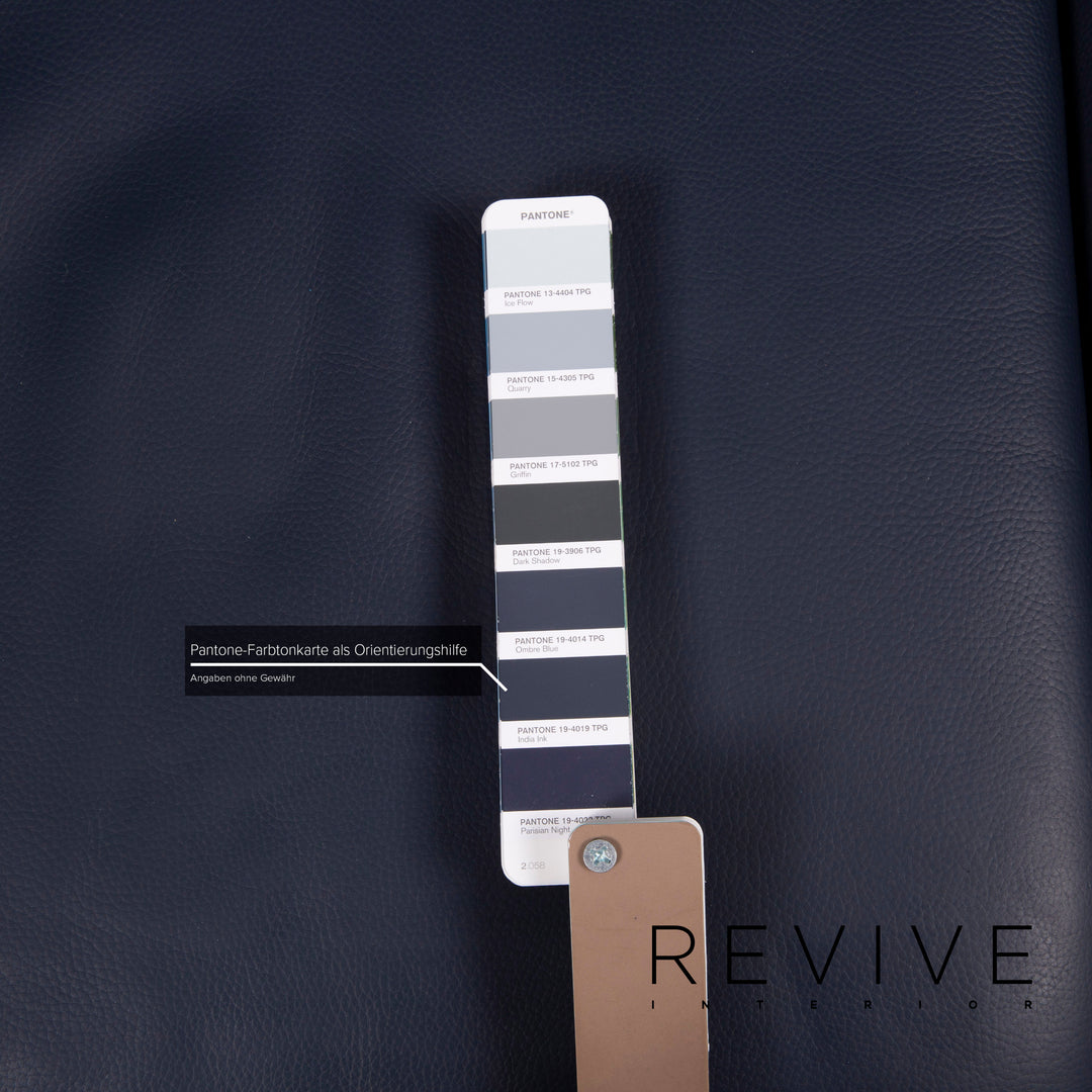 Erpo Leder Sofa Garnitur Blau Dreisitzer Sessel #15314