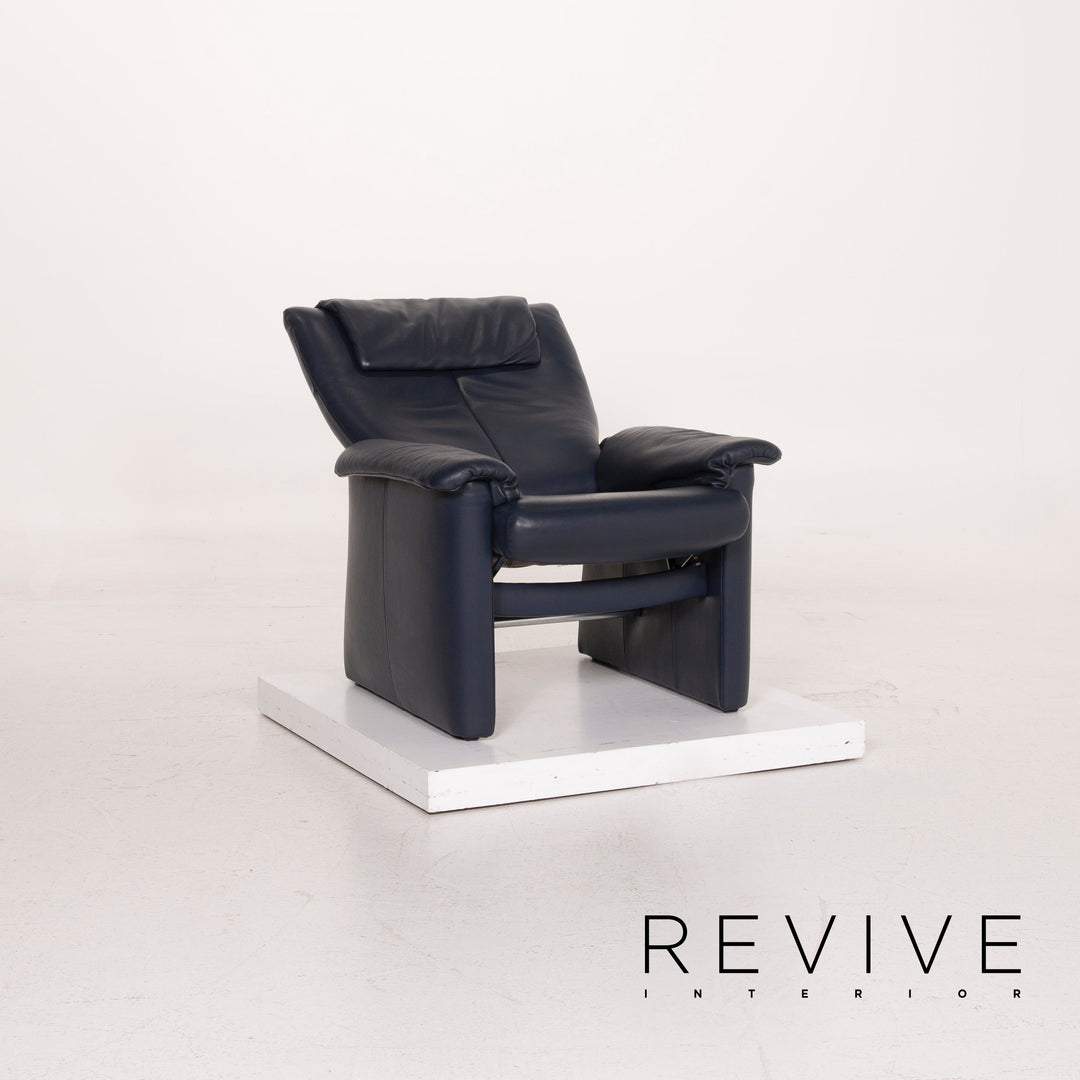 Erpo Leder Sofa Garnitur Blau Dreisitzer Sessel #15314