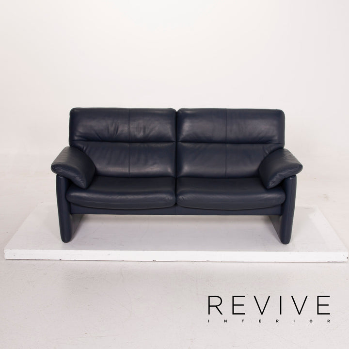 Erpo Leder Sofa Garnitur Blau Dreisitzer Sessel #15314