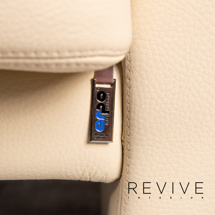 Erpo CL 400 Leder Sofa Garnitur Creme 1x Zweisitzer 1x Hocker Funktion #14510