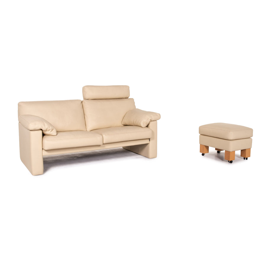 Erpo CL 400 Leder Sofa Garnitur Creme 1x Zweisitzer 1x Hocker Funktion #14510