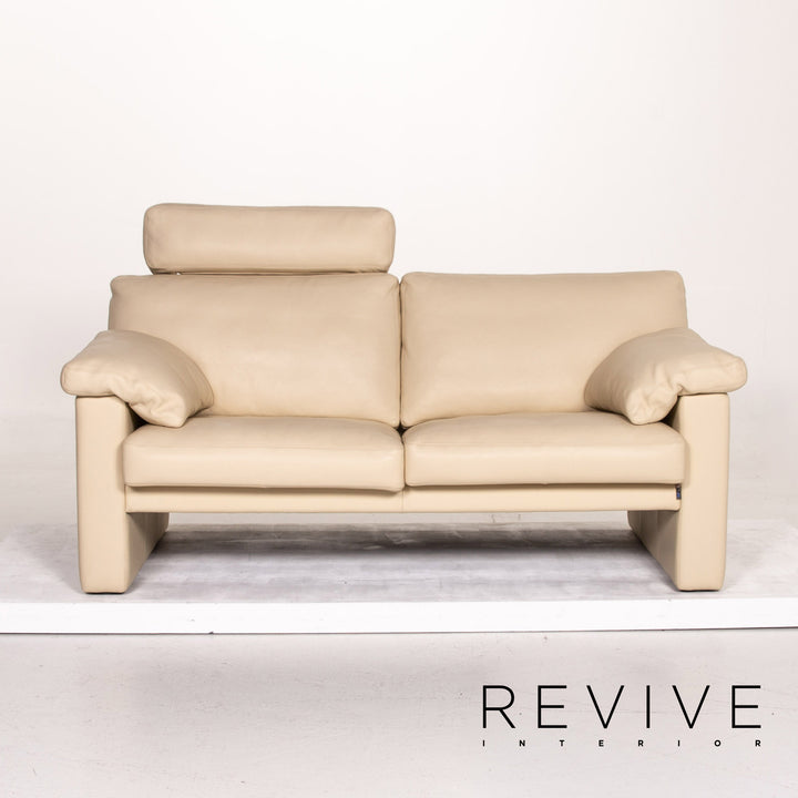 Erpo CL 400 Leder Sofa Garnitur Creme 1x Zweisitzer 1x Hocker Funktion #14510