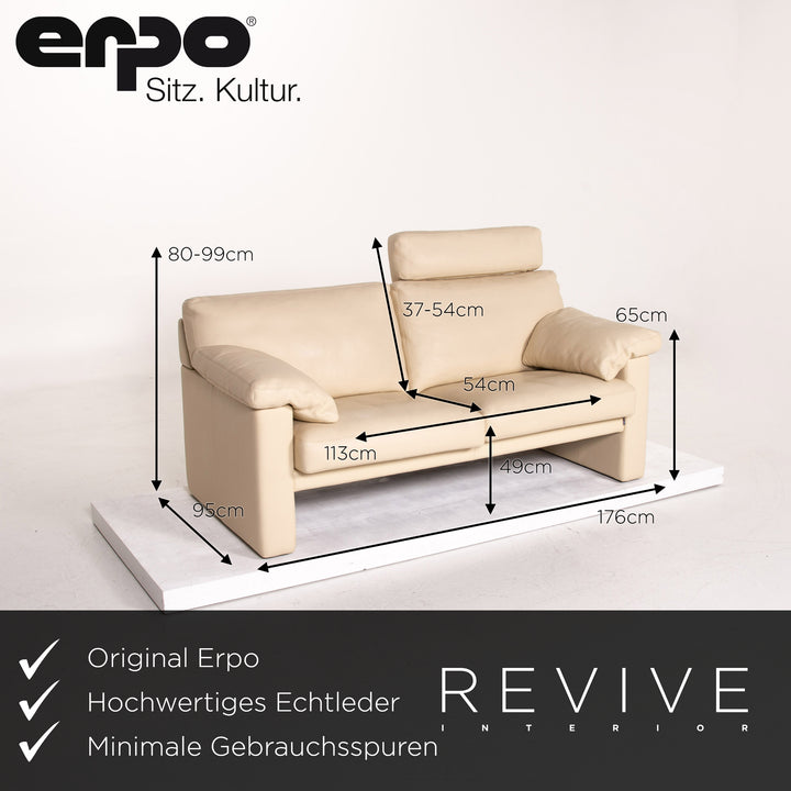 Erpo CL 400 Leder Sofa Garnitur Creme 1x Zweisitzer 1x Hocker Funktion #14510
