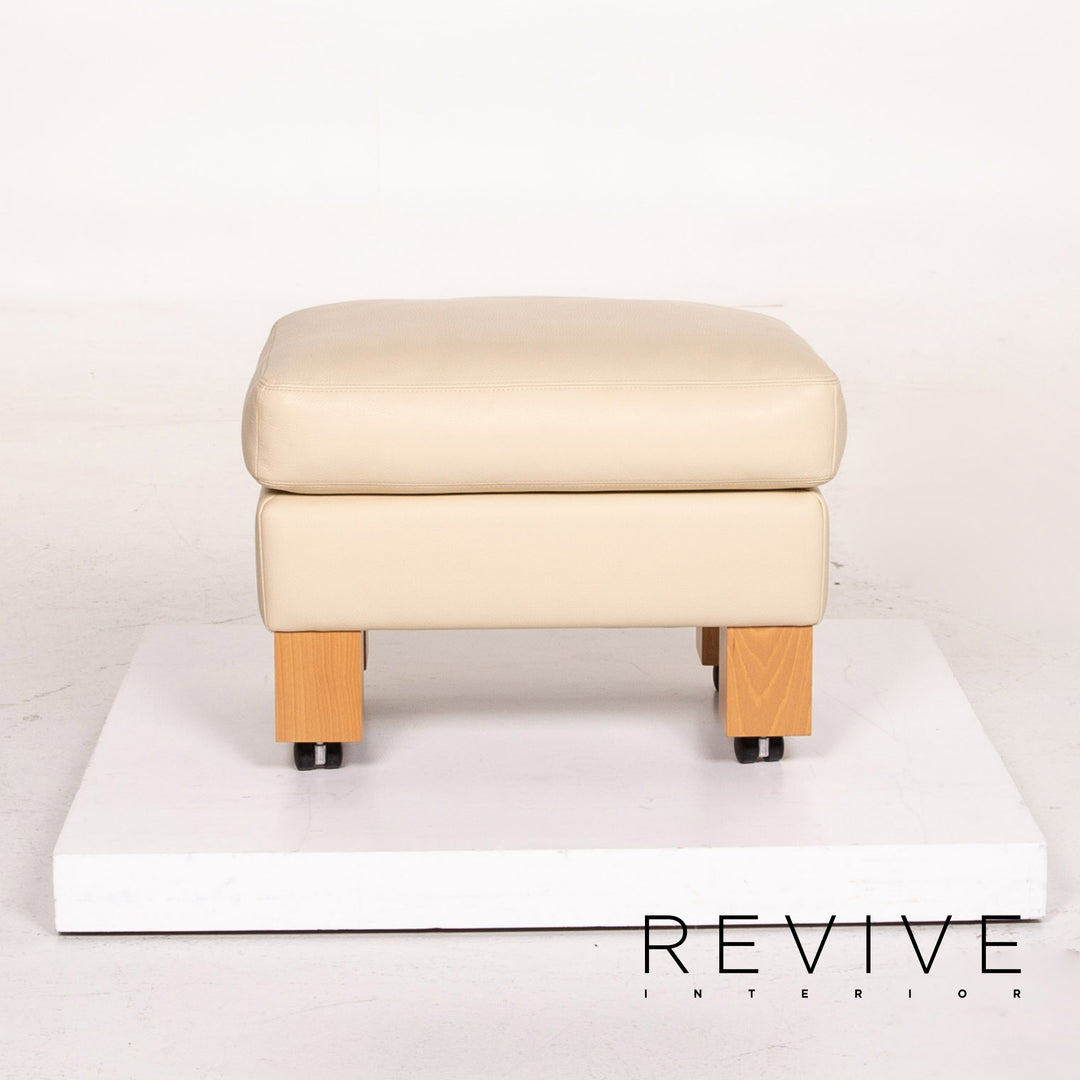 Erpo CL 400 Leder Sofa Garnitur Creme 1x Zweisitzer 1x Hocker Funktion #14510