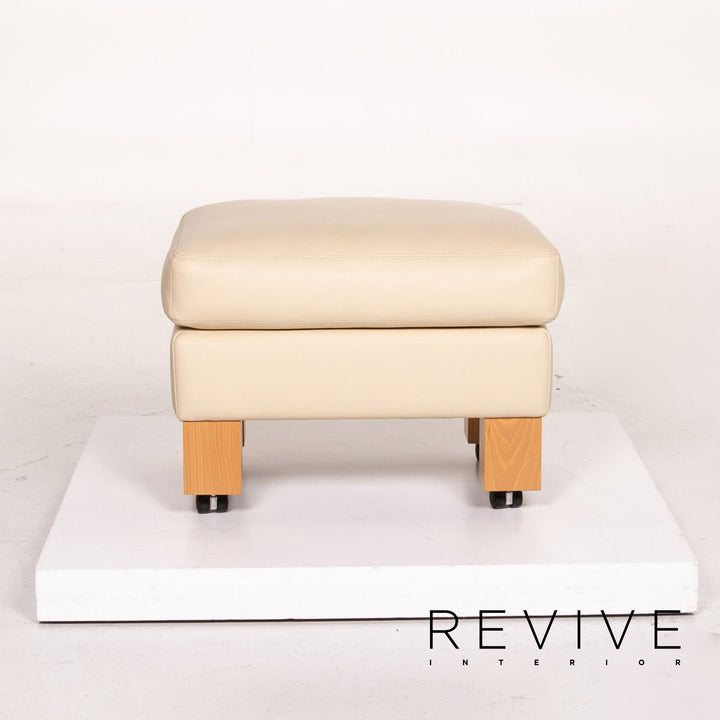 Erpo CL 400 Leder Sofa Garnitur Creme 1x Zweisitzer 1x Hocker Funktion #14510