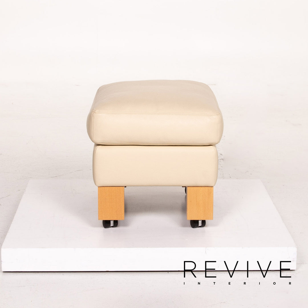 Erpo CL 400 Leder Sofa Garnitur Creme 1x Zweisitzer 1x Hocker Funktion #14510