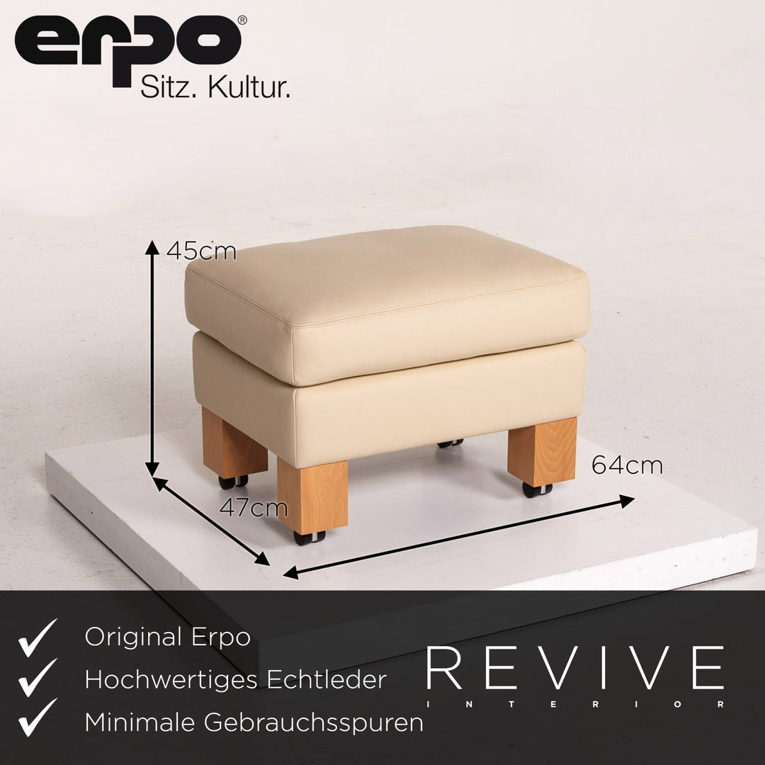 Erpo CL 400 Leder Sofa Garnitur Creme 1x Zweisitzer 1x Hocker Funktion #14510