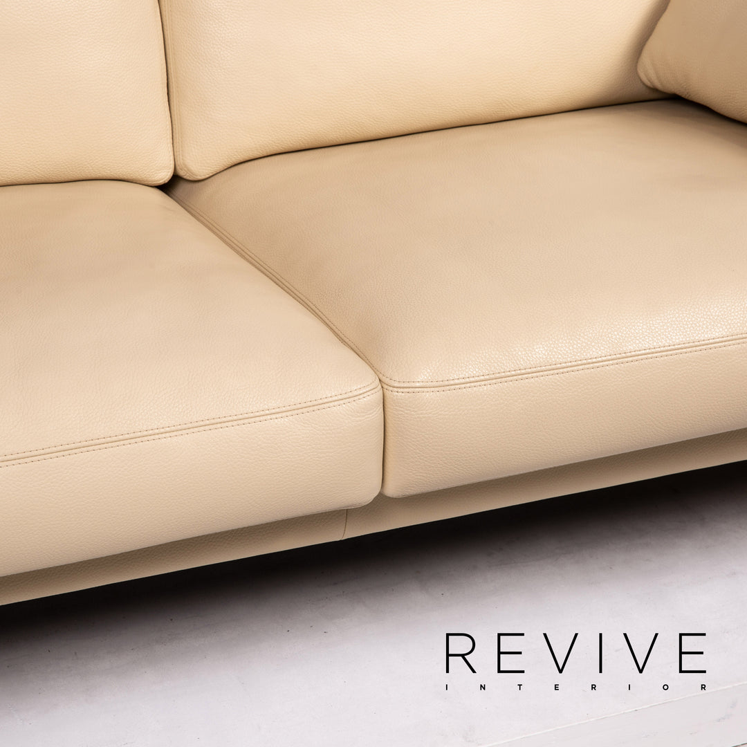 Erpo CL 400 Leder Sofa Garnitur Creme 1x Zweisitzer 1x Hocker Funktion #14510