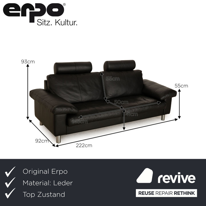 Erpo Leder Sofa Schwarz Zweisitzer
