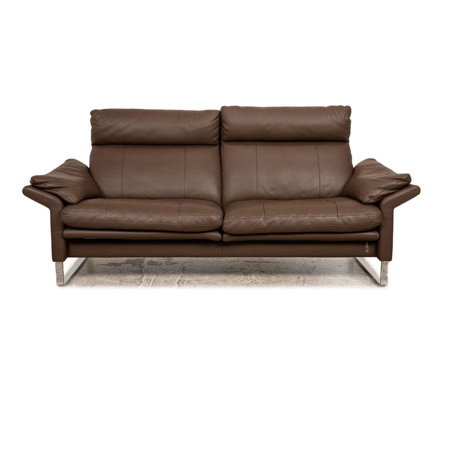 Erpo Lucca leather three-seater brown manual function sofa couch relaxation function