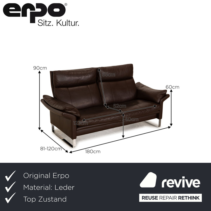 Erpo Lucca Leder Zweisitzer Braun Sofa Couch manuelle Funktion