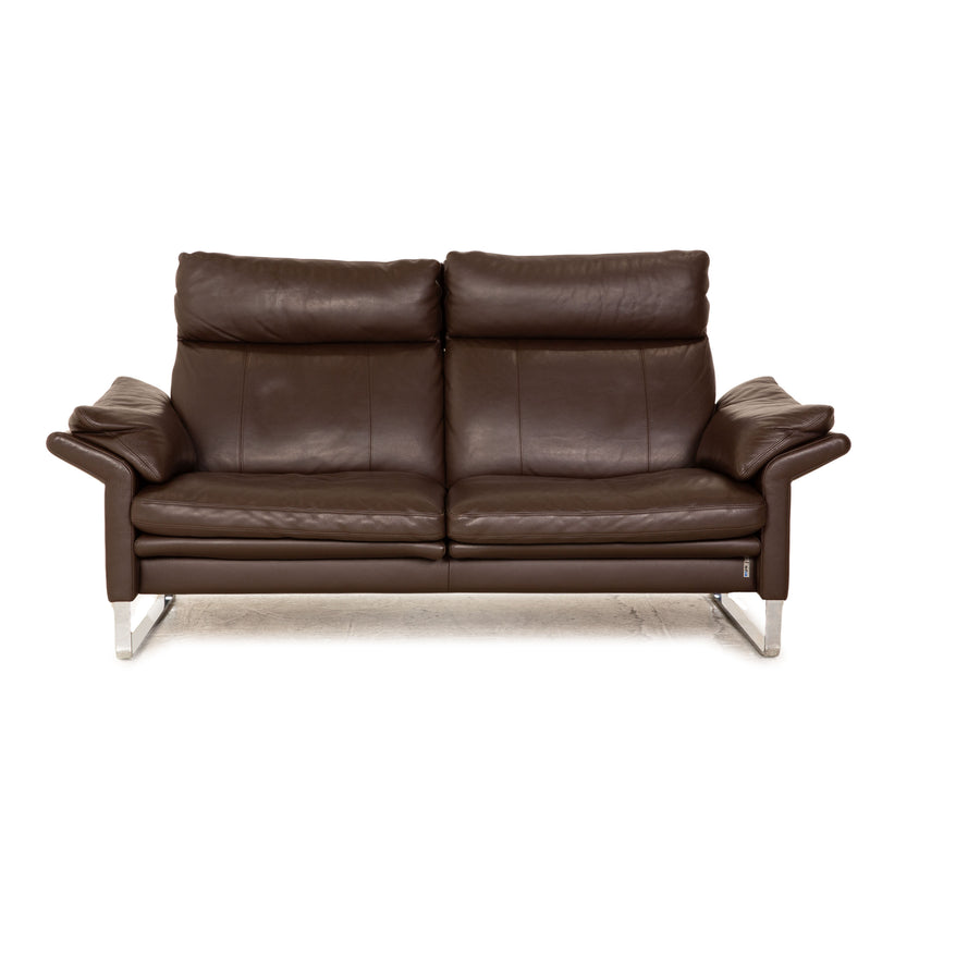 Erpo Lucca Leather Two Seater Brown Sofa Couch Manual Function