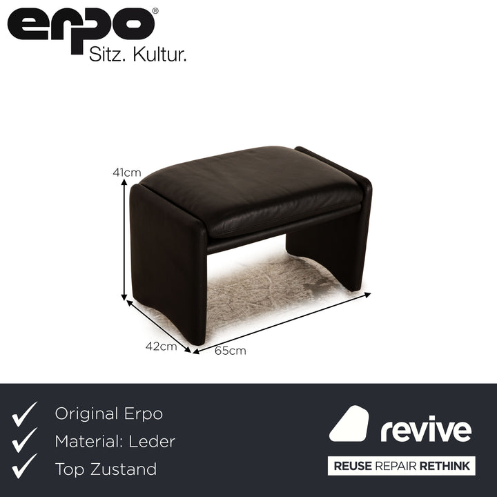 Erpo Lugano Leder Hocker Schwarz