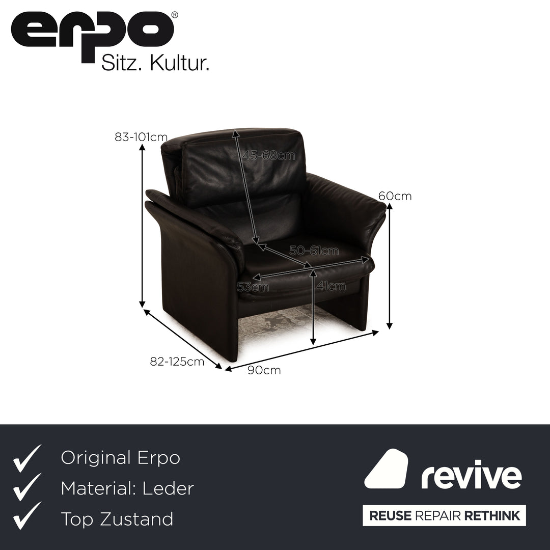 Erpo Lugano Leder Sessel Schwarz manuelle Funktion Relaxfunktion