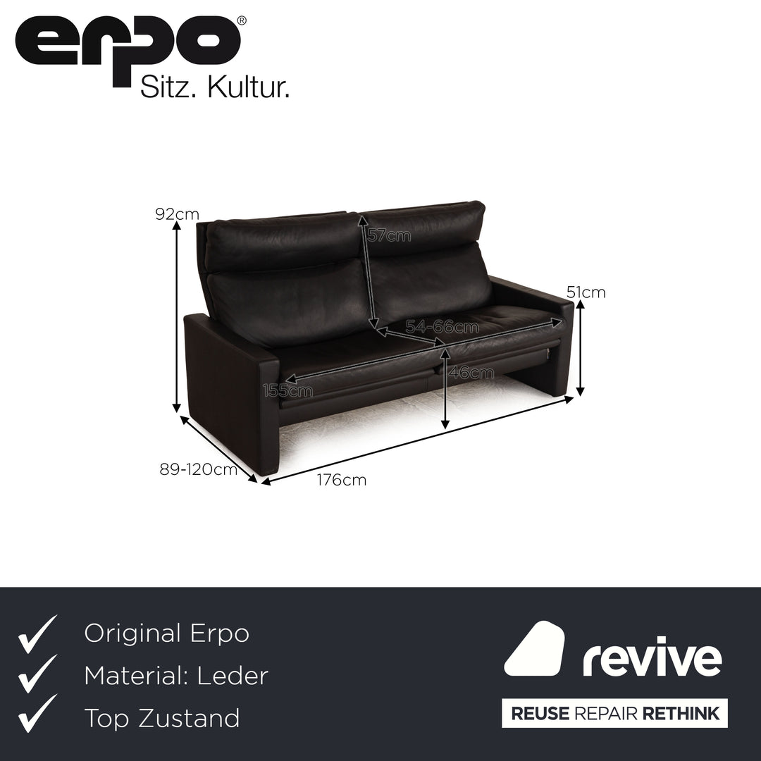 Erpo Manhatten Leder Dreisitzer Grau Anthrazit Sofa Couch Funktion