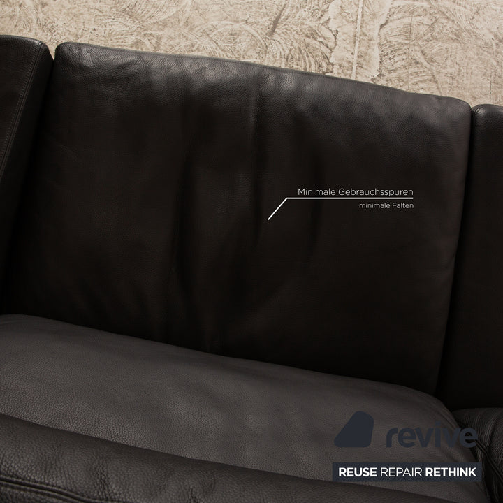 Erpo Manhatten Leder Dreisitzer Grau Anthrazit Sofa Couch Funktion