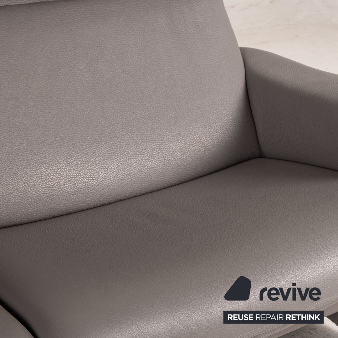 Erpo Monte Carlo Leder Sofa Grau Zweisitzer Couch Funktion Relaxfunktion