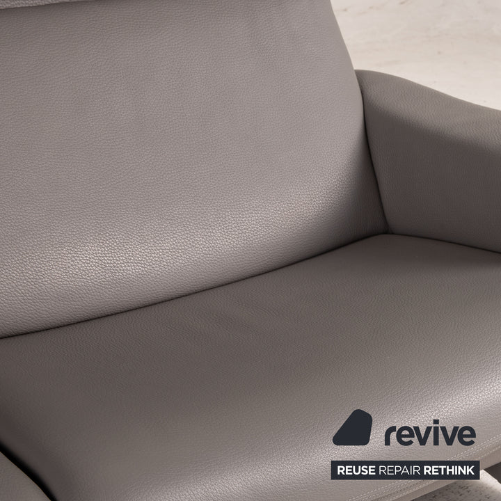 Erpo Monte Carlo Leder Sofa Grau Zweisitzer Couch Funktion Relaxfunktion
