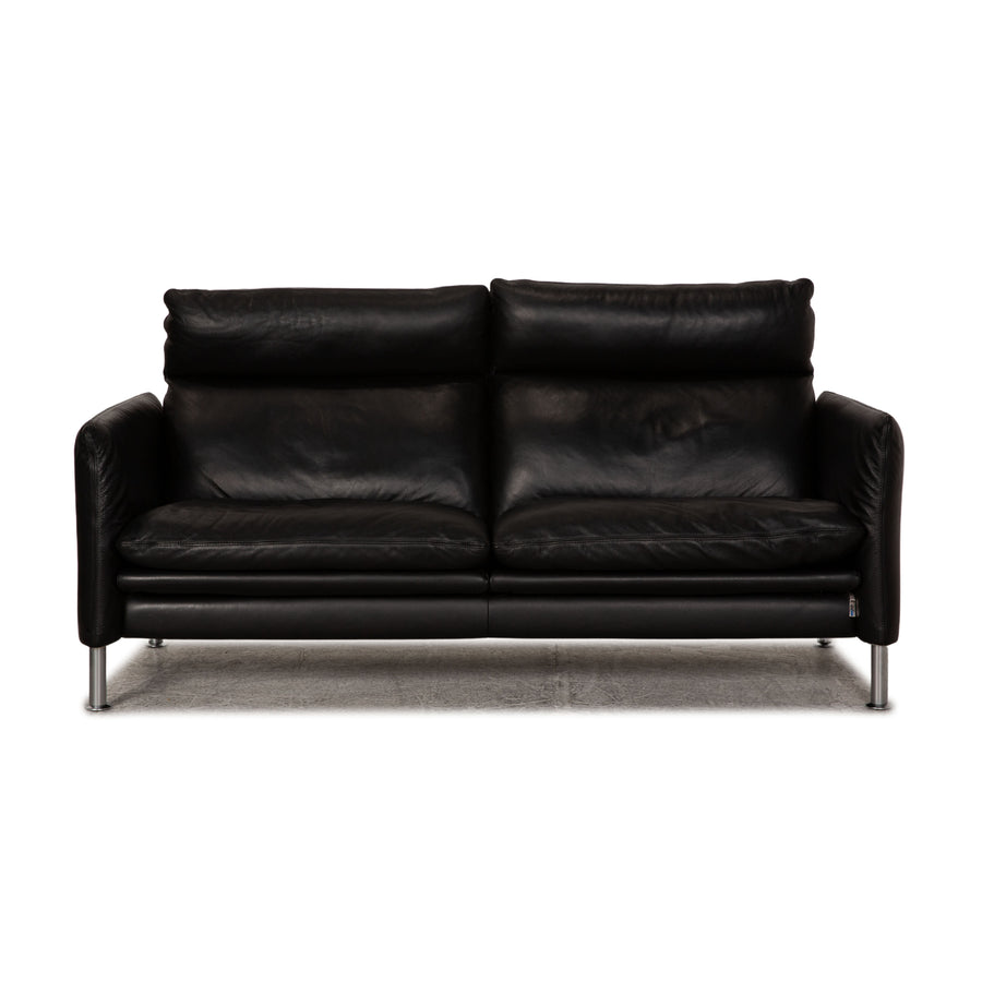 Erpo Porto leather three-seater black sofa couch relax function