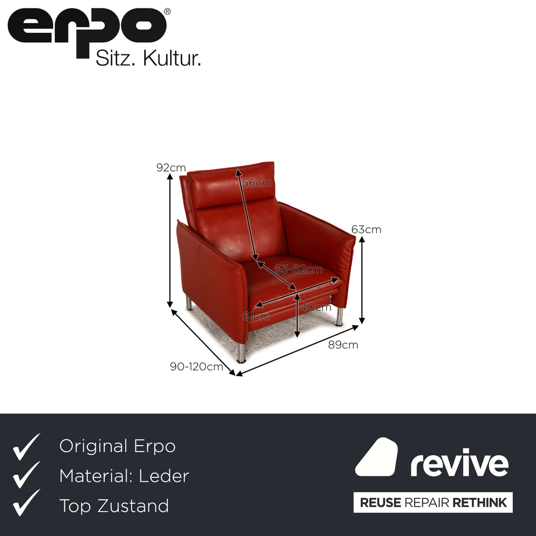 Erpo Porto Leder Sessel Rot Relaxfunktion