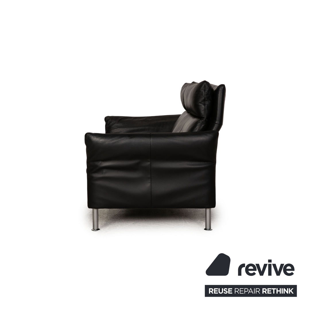 Erpo Porto Leder Sofa Garnitur Schwarz Zweisitzer Dreisitzer  Relaxfunktion