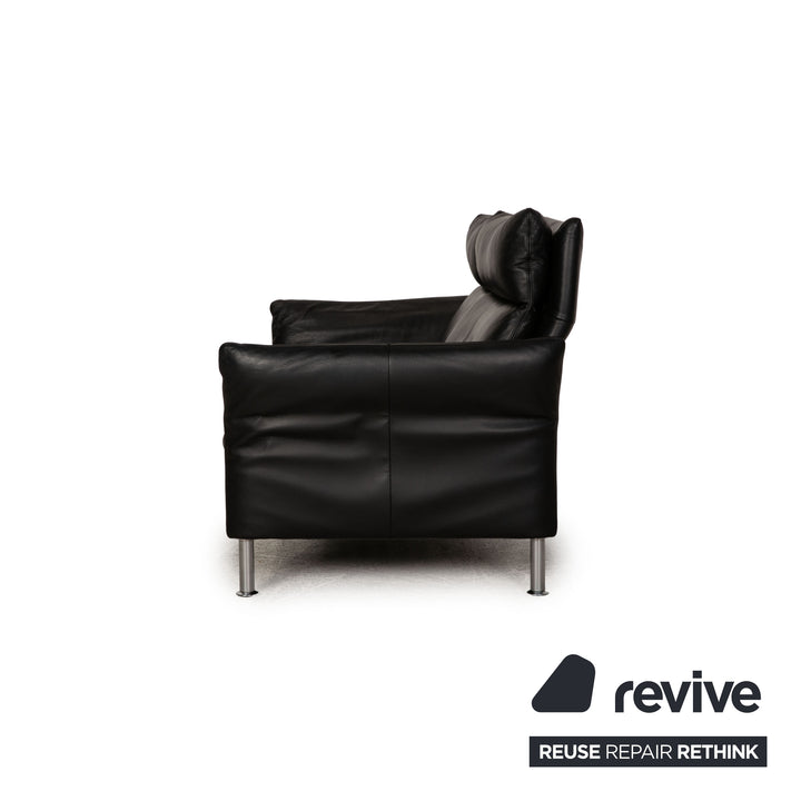 Erpo Porto Leder Sofa Garnitur Schwarz Zweisitzer Dreisitzer  Relaxfunktion