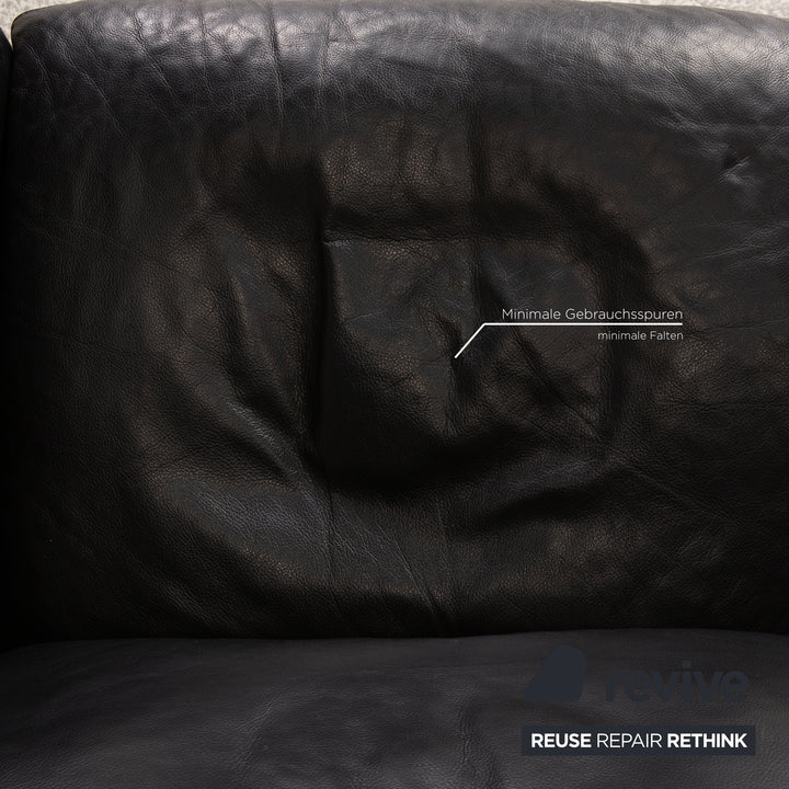 Erpo Porto Leder Sofa Garnitur Schwarz Zweisitzer Dreisitzer  Relaxfunktion