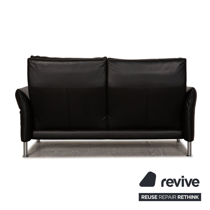 Erpo Porto Leder Sofa Garnitur Schwarz Zweisitzer Dreisitzer  Relaxfunktion