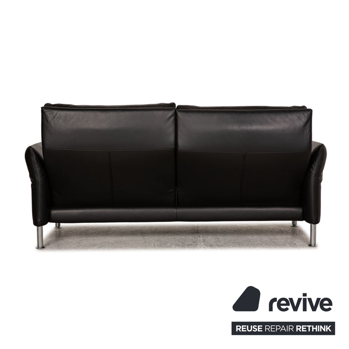 Erpo Porto Leder Sofa Garnitur Schwarz Zweisitzer Dreisitzer  Relaxfunktion